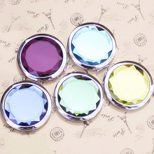Metal Pocket Mirror Makeup Fold Round Crystal Compact Mirror Portable Cute Metal Espelho De Bolso For Personalized Wedding Gifts