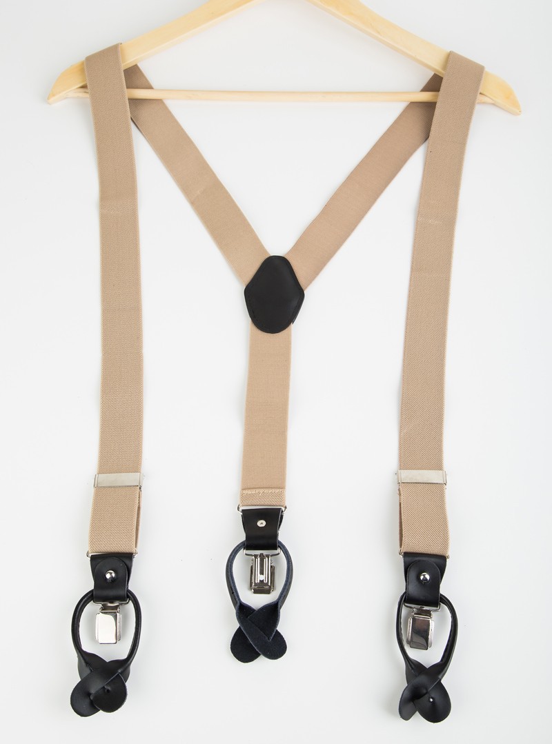 Wholesale New Bretelles Genuine Leather Dual Suspenders Ligas Male Men'S Button Suspenders