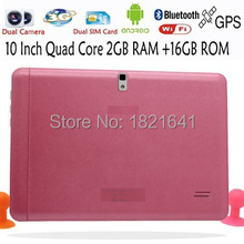 10 Inch 2GB 16GB Quad Core Tablet Pc Dual Camera Dual SIM Card 3G Phone Call Pad Pc 2G+16G Pink Edition Gift For Lady and Girls