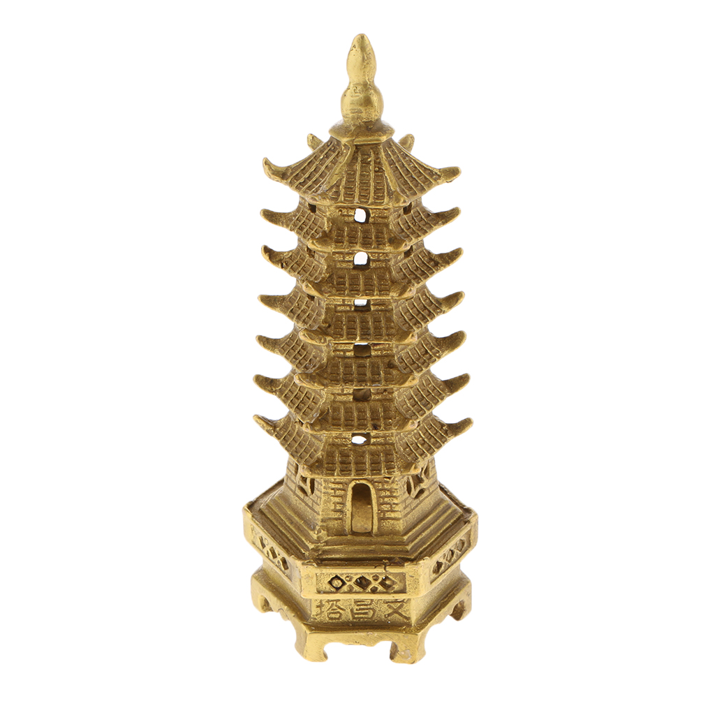 Home Wenchang Pagoda Tower Temple Fengshui Deco Ornament Figurine Copper1 XL 
