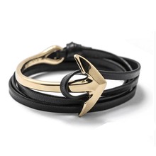New Arrival Retro tom hope Bracelets Fashion Jewelry Leather Bracelet Men Anchor Bracelets For Women Best Gift Gilded