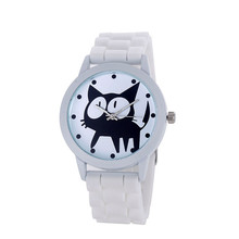 Newly Design Black Cat Watch Silicone Jelly Wrist Watches For Women Girl Aug11