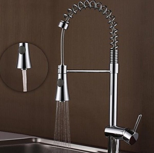 Фотография pull out spray spout Kitchen Sink Faucet Chrome Finish Brass Mixer Tap