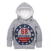 New 2016 Children Clothing Boys Hoodies Sport Sweatshirts Kids Clothes Autumn Letter Jacket Grey Coat , Free Shipping KJ002