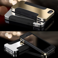 For iphone Luxury Plated PC Soft Silicon Double layer Case for Apple iPhone 5s 5 4
