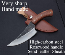 Very sharp High-carbon steel Hand made fixed hunting knife 24cm 58HRC Rosewood handle survival camping tactical rescue tools
