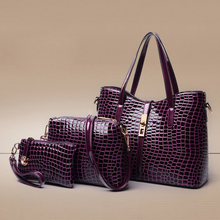 Composite Bag 2016 Fashion Handbags Crocodile Handbag Bag Women PU Leather Bags 3pcs/Set