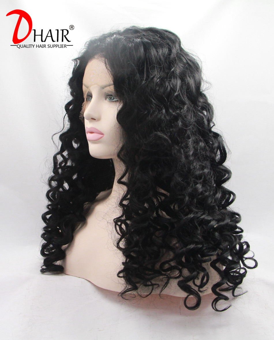 High Quality Synthetic Lace Front Wig Heat Resistant African American Synthetic Lace Wig for Black Women Black Deep Curly
