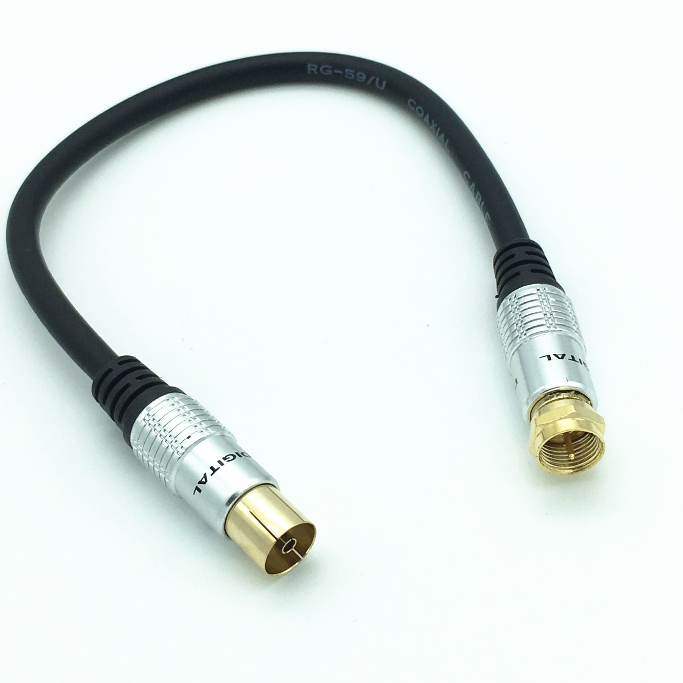 9.5mm Female To F Type Male Coaxial TV Satellite Antenna Cable 0.3m