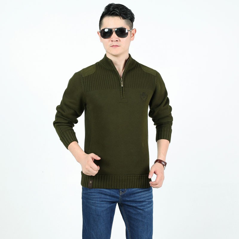 AFS JEEP Autumn Spring Men Cotton Knitted Slim Fit Sweaters 2015 Stand Collar Casual Plus Size Pullover High Quality Sweaters (1)