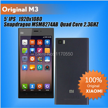 Original Xiaomi Mi3 M3 Qualcomm Quad Core Mobile Phones 2GB RAM 16GB ROM 5 inch 1080p 13MP WCDMA GPS Android 4.4 smart cellphone