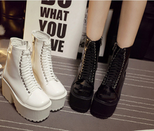 Botas Femininas 2015 New Motorcycle Boots Brand Designer Women Boots Platform Shoes Punk Rock Martin Boots Black /White Shoes