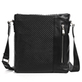 UniCalling high quality brand fashion men genuine leather shoulder bag plaid embossed surface men casual crossbody
