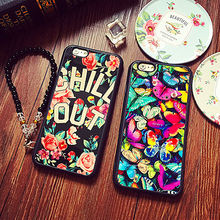 Fashion Design Blooming Butterflies Acrylic Surface Painting Back Cover Skin Case For iphone6s/6plus Cellphone Body Protecter