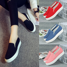 2016 New Spring Shoes Women Students Canvas Flats Hot Sale Patchwork Loafers Platform Shoes Zapatos Mujer CasualShoes(PDX089-16)