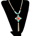 2015 Hot Fashion Summer Jewelry Collares Shiny Gold Silver Natural Stone Tassel Pendant Chains Long Rope
