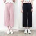 harajuku trousers women 2016 korea new summer high waist wide leg pants women casual pleated skirt