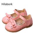 Hilabork 2017 spring children s shoes non slip soft dough fashion leather shoes HOOk LOOP bow