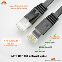 2M CAT6 UTP flat network cable GigE Ethernet cable gold-plate crystal head 8P8C RJ45 connecter plug pure copper twisted pair