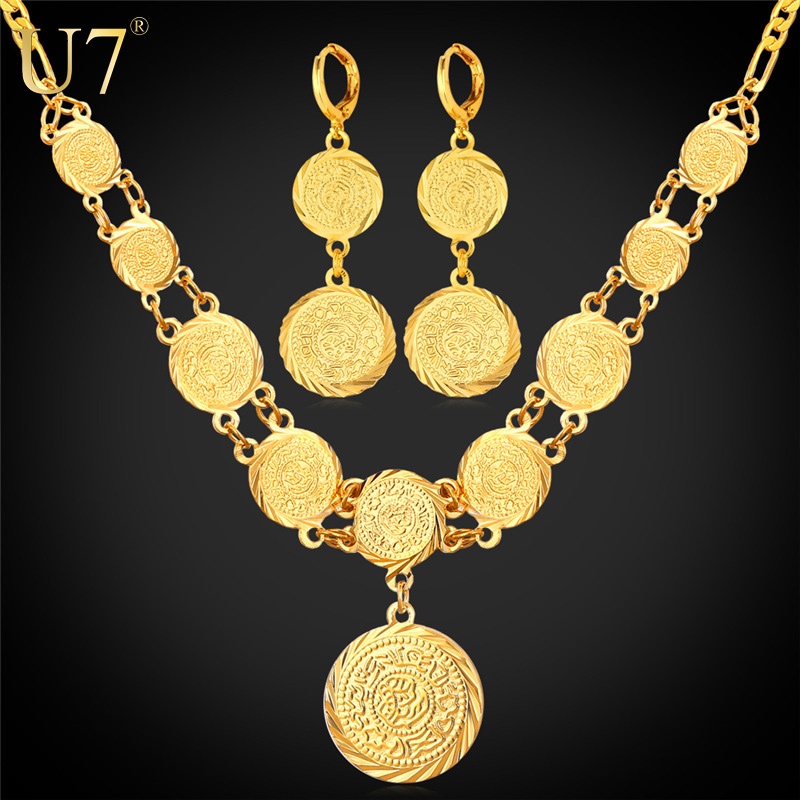 Ethiopian Jewelry 18K Dubai Gold Plated Jewelry Set For Women Gift 2015 Antique Coin Earrings ...
