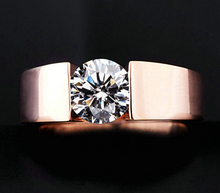 High quality lovers engagement ring Classic CZ Diamond tension 18K rose Gold filled rings women men