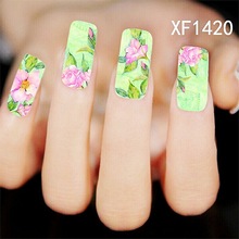 Water Transfer Nail Art Stickers Decal Elegant Pink Flowers China Painting Design DIY French Manicure Foils Stamping Tools