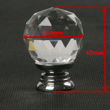 4 Pcs 40 mm Diamond Ball Crystal Cabinet Knobs and Handle Crystal Glass Door Handle Knob Drawer With Screw Furniture Tools