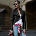 2016 Fashion Motorcycle Jacket Slim Fit Asymmetric Slim Fit PU Leather Women Coat Full Sleeve Cardigan