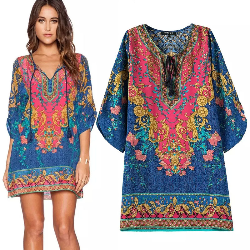 Spring Boho Dress Chiffon Wholesale Women's Boho Clothing Spring Boho Dress Chiffon