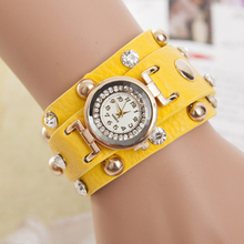 2015 Popular Ladies Rivet Punk Chain Belt Bracelet Watch Hot Retro Winding Watch Quartz Women Watch