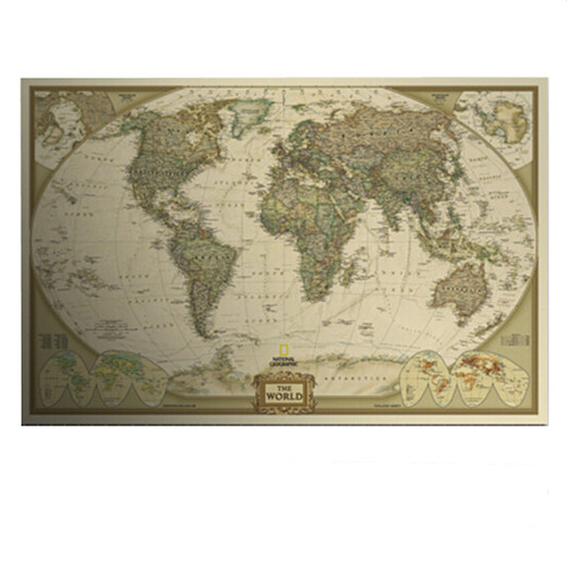 Large Vintage World Map Home Decoration Detailed Antique Poster Wall Chart Retro Paper Matte Kraft Paper