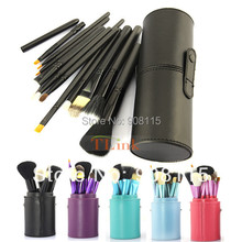 Makeup Brushes 12 PCS Black Cosmetic Set Eyeshadow wood Blusher Brush Tools Black Holder Case Make