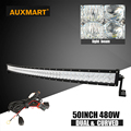 Auxmart 5D 50 480w LED Work light bar curved combo beam led bar for Offroad camper