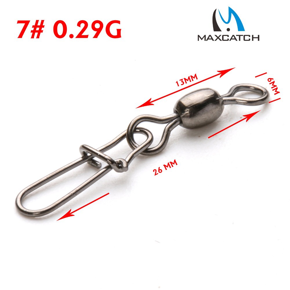 Maxcatch 50Pcs Crane Fishing Swivel With Nice Safe Snap Size 4 and Size 7 Fishing Tackle