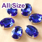 Dark Blue Oval Sew On Rhinestone With Claw