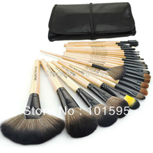 New !! Professional 24 Makeup Brush Set Make-up Toiletry Kit Wool Brand Make Up Brush Set Case free shipping