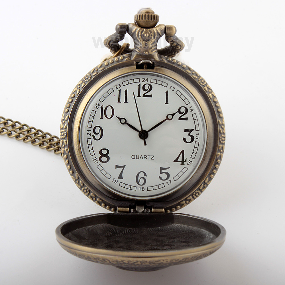 Antique Steampunk Bronze Hells Bell Pattern Pocket Watch With Pendant Chain Watch Men Gift P290