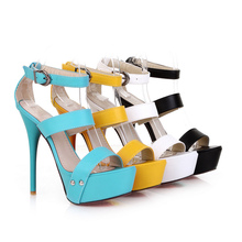 ARMOIRE New Sexy Black White Blue Yellow Women Glamour Platform Sandals Super High Heels Pumps Ladies