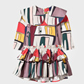 Autumn Girls Dress Adelaide Dress Houses Pattern Clothes Kids Europe Peter Pan Collar Pleat Princess Dress