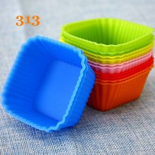 12pcs/lot square shape silicone cupcakes cooking molds pudding styling tools kitchen cake bakery accessories
