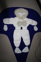 2015 New arrival winter baby fox fur snow suit / popular child down puffer Jumpsuit