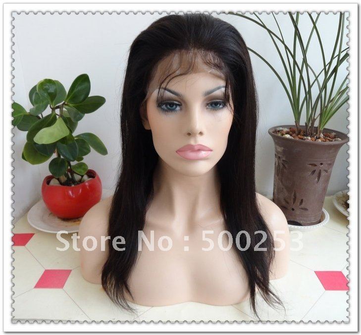 Custom Order Top Quality Indian Remy Hair Natural Straight Silk Top Full Lace Wigs PU Around