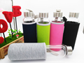High Temperature Resistant Glass Drink Bottle Drinkware Transparent Sport Water Bottle with heat insulation case