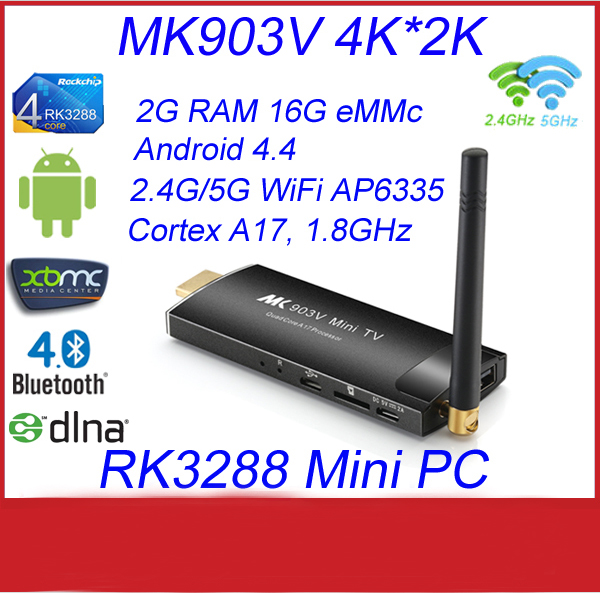 RK3288 Quad Core 4K*2K dongle smart tv ,MK903V android smart tv box,best android tv stick Google android  media player