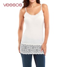 Vessos Women Fashion Sexy Elegant Fashion Casual Slim Fit Stylish Chic Lace Vest Tank Solid Top Blouse Slim Long Camisole