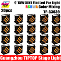 20pcs lot LED Slim Flat RGBA 9x15W Par Cans Puck DMX DJ Uplighting Black Paint Aluminum