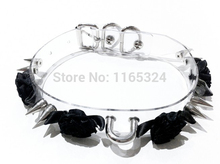 Sexy Harajuku 100 Handmade Clear Double Spiked Flower Stud Rivets Collar Punk Choker Necklace Fashion jewelry
