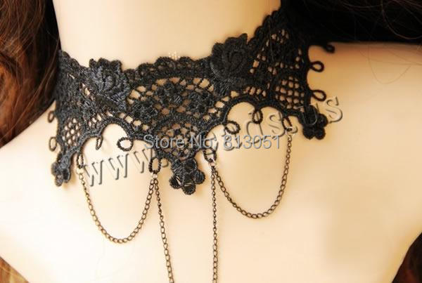 Free shipping!!!Gothic Necklace,Wedding Jewelry, Lace, with brass chain & Zinc Alloy, with 1.5Inch extender chain, plated