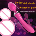 Double ended AV stick vibrador female masturbation electric massager USB rechargeable waterproof vibrator adult product sex