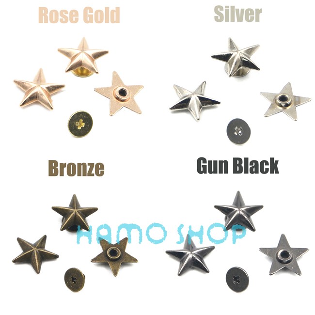 Description Picture 4 of item10pcs Metal Star Rivets Studs Spikes Spots Buttons LeatherCraft DIY For Belt Bag Scrapbooking Shoes Cap Tags Clothes Accessories